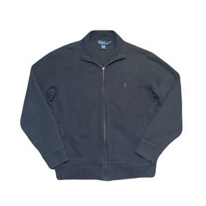 Polo Ralph Lauren Double Knit Full Zip Track Jacket Sweater Mens Small Charcoal